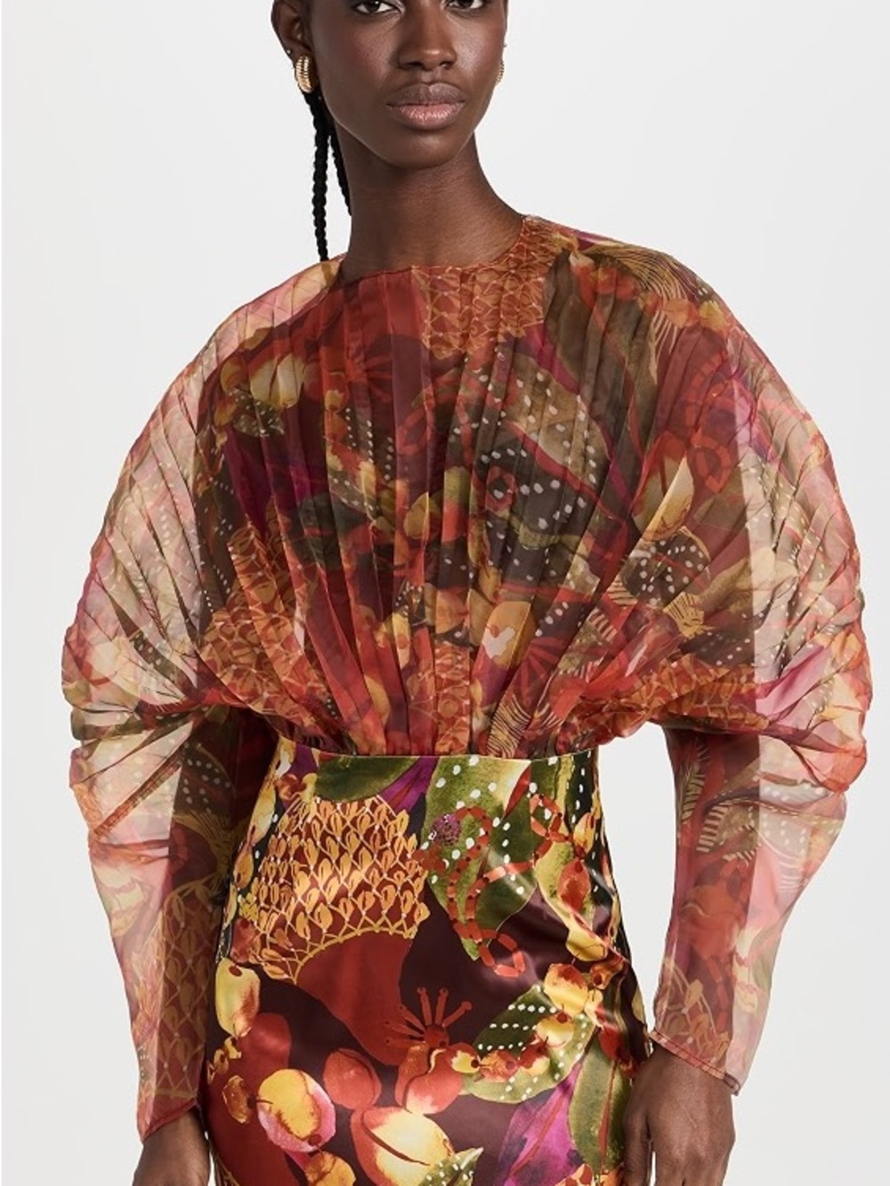 Andrea Iyamah Red and Gold Printed Mini Skirt